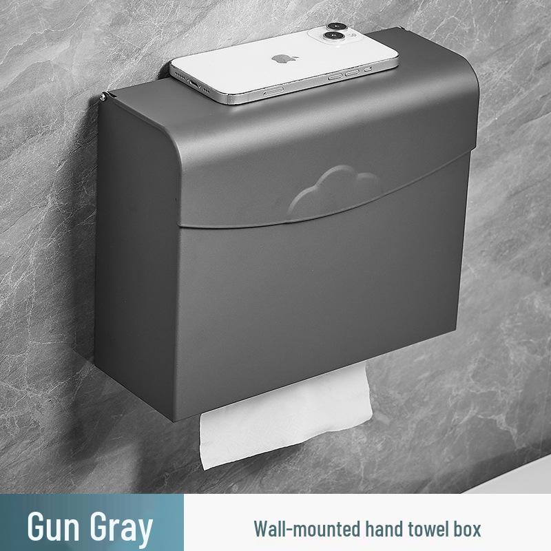 Punch-Free Space Aluminum Wall-Mounted Tissue Box Holder for Bathroom or Kitchen