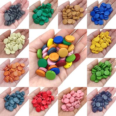 Home Party Supplies DIY Findings Pendant Round Flakes 20Pcs 15mm Wholesale Wooden Beads Necklace Bracelet Jewelry Making