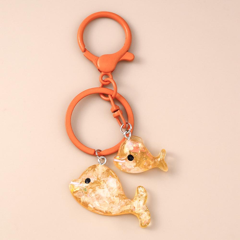 Cute Resin Starfish Gold Fish Keychain Women Girls Key Ring Pendants Handbag Decor DIY Kid's Jewelry Gifts