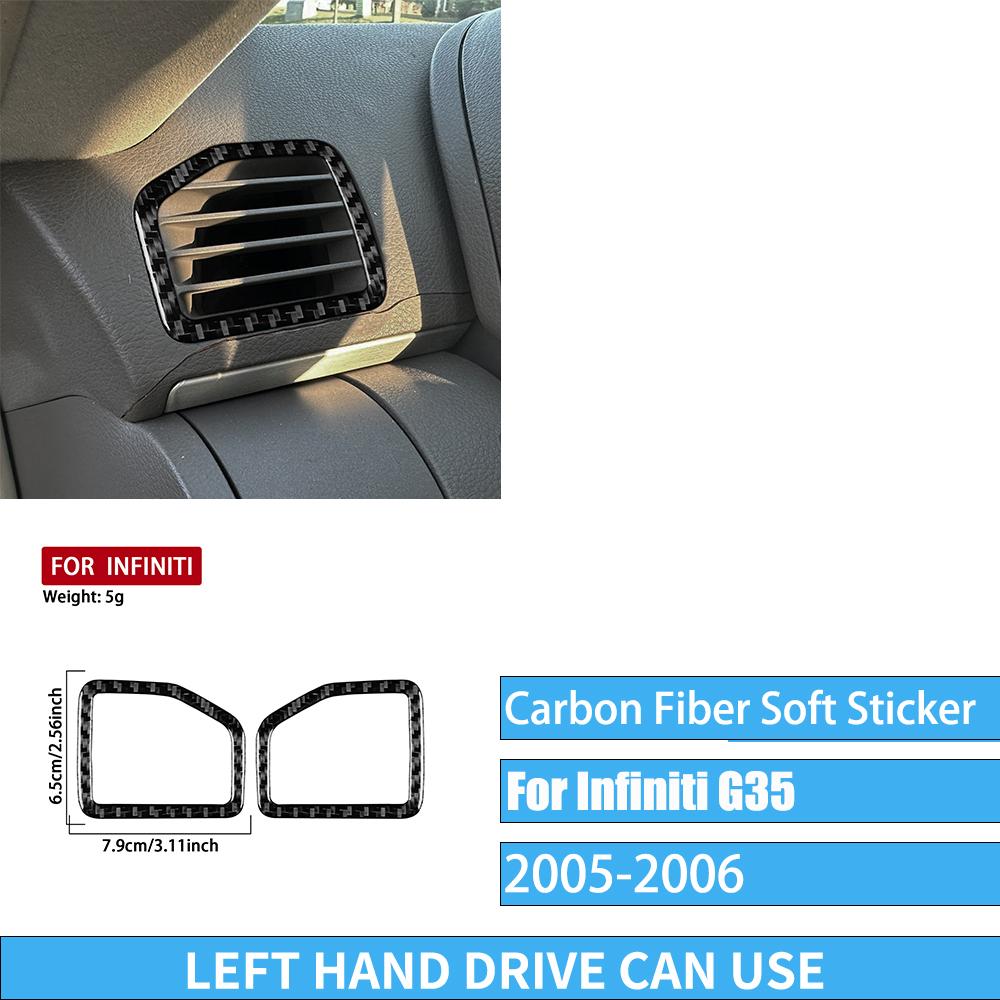 Real Carbon Fiber Car Accessories Dashboard Gear Shift Decorative Trim Cover Soft Sticker For Infiniti G35 V35 CV35 2005-2006
