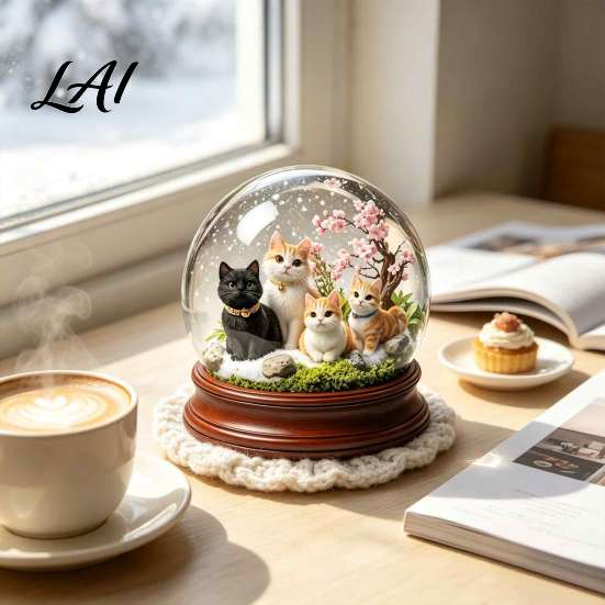 Lightweight Acrylic Holiday Gift Christmas Crystal Ball Figurine 2D Winter Cottage Carousel Transparent Igloo Ornament Tabletop Ornaments for
