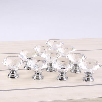 Maniglia a Pomello per Cassetto di Armadio in Vetro di Cristallo Lusso Leggero, Forma a Diamante, Foro Singolo, Diametro 30MM