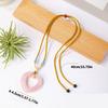 Natural Rose Crystal Openwork Heart Charm Necklace Bohemian Braided Rope Chain Dainty Feminine Gift For Her