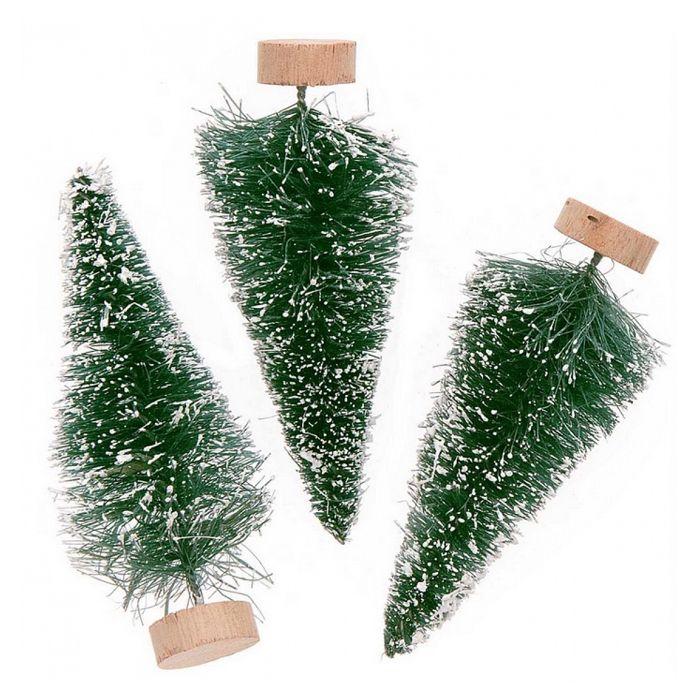 Set of 3 Green Wooden Christmas Trees 7 Cm