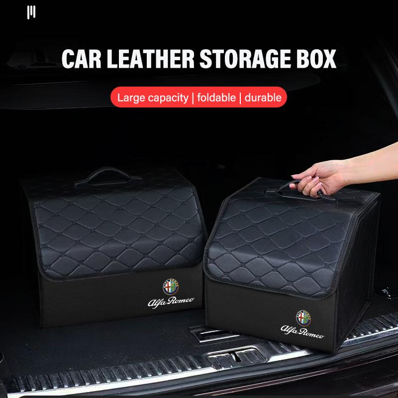 2026 Hot Alfa Romeo Leather Car Trunk Storage Box Large Capacity Toolcase Foldable Organizer Case For Alfa Romeo 159 166 Giulia