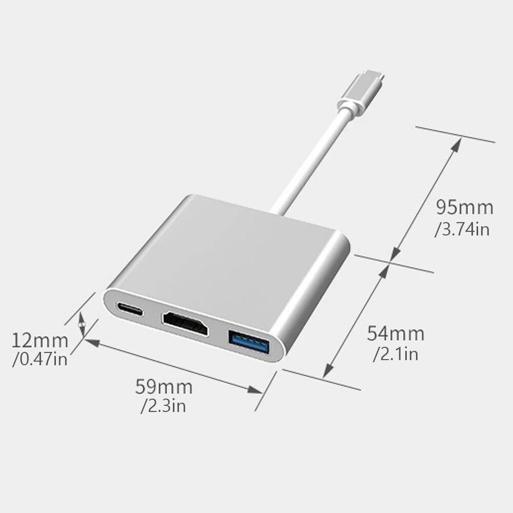 3 In 1 Usb Hub USB C To HDMI-compatible Splitter HUB Type-c To HDMI-compatible USB3.0 Docking Station For Macbook Air Converter