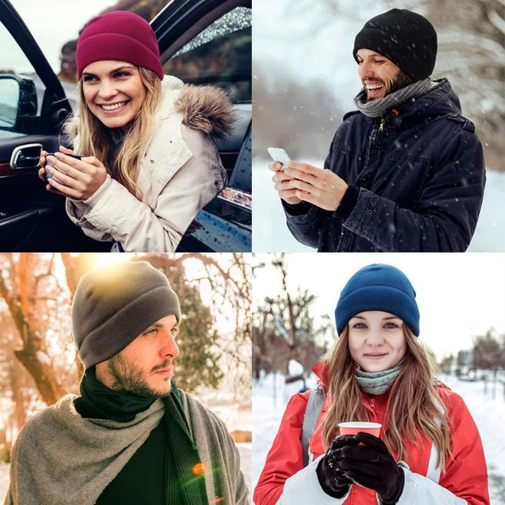 Fleece Warm Hat Winter Cap Men Women Outdoor Sports Skiing Cycling Hat Windproof Soft Beanie Cap Male Lady Autumn Winter Hats