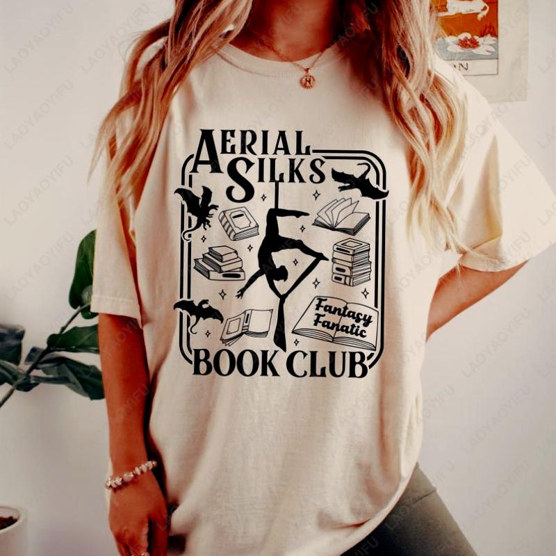 Fantasy Book Lover Aerial Silks Cotton Shirt Aerialsilks Bookish Cottagecore Graphic Oneck Tee Booklover Dance Women Clothes