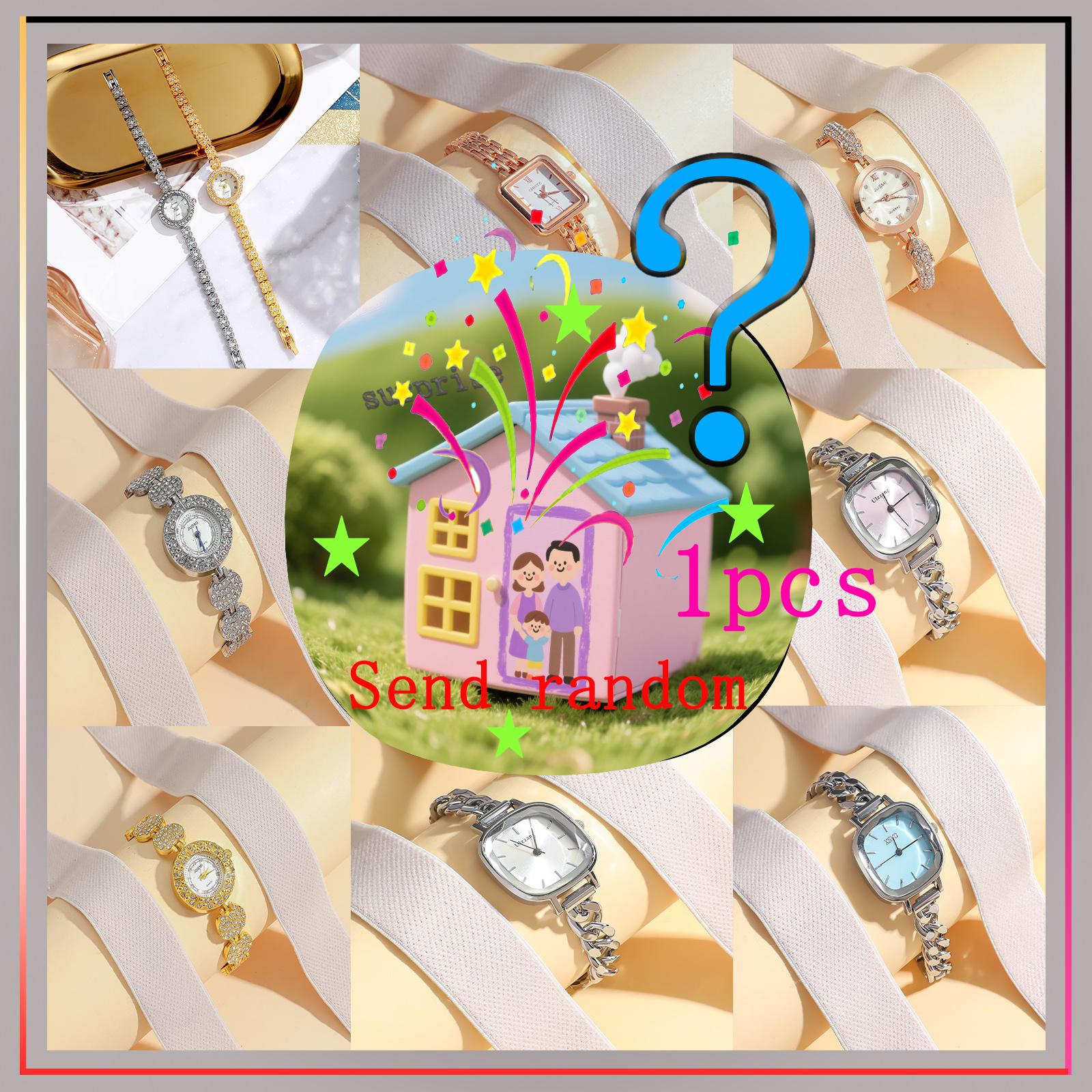 

Surprise blind box; small sugar square female watch with luxury mother of pearl bracelet style; random style. разноцветный