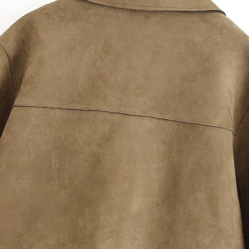 Kaslead New Women clothes Western Style Fashion Simple Suede Outerwear Jacket 4968224