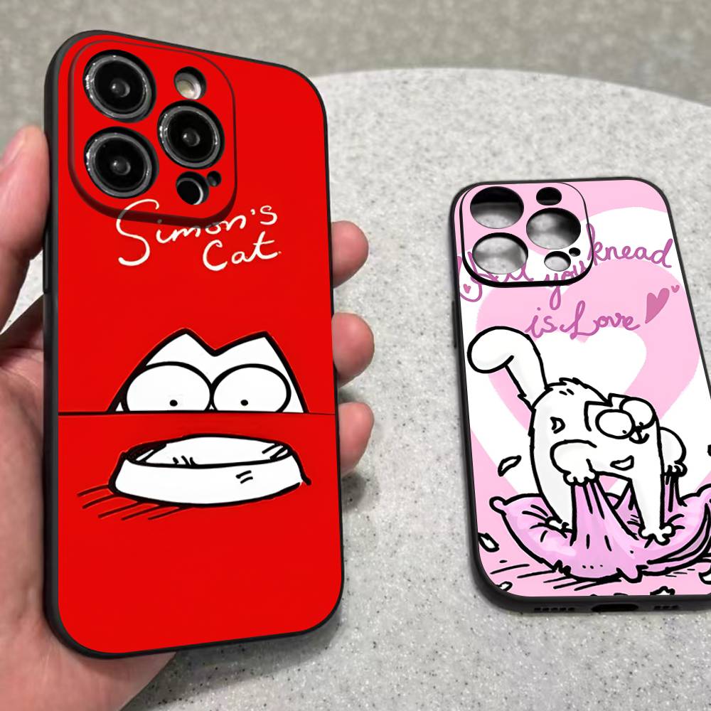 Étui de téléphone Chat Mignon S-Simons Pour IPhone 17 16 14 15 13 12 11 Pro Max Plus Silicone Housse Souple