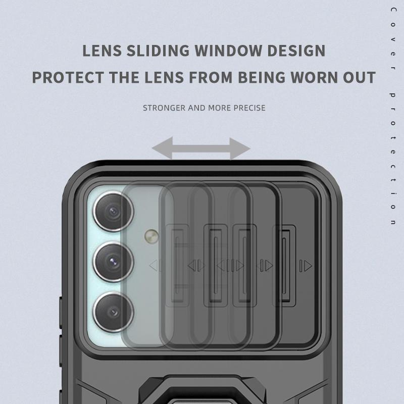 For Samsung A14 A24 A34 A54 Case Slide Camera Armor Holder Ring Phone Case For Samsung Galaxy A54 A 14 24 34 54 5G Back Cover