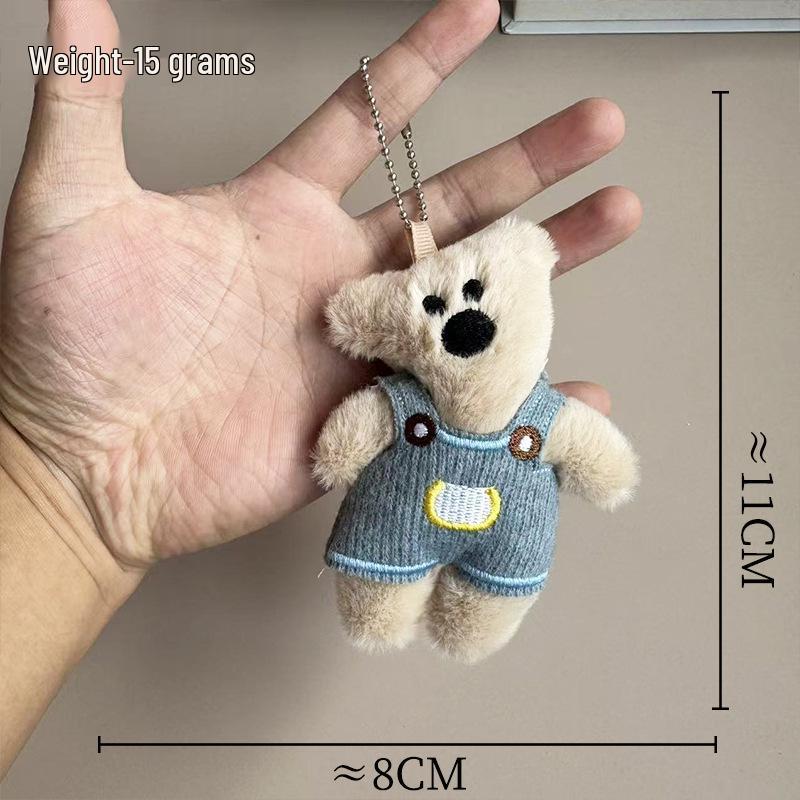 Mr. Bean Plush Keychain with Removable Clothes - Cute Teddy Bear Bag Charm хаки