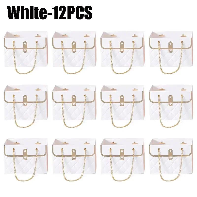 Flower Bags for Bouquets Small Flower Boxes for Arrangements with Metal Chain Cute Purse Paper Gift Box Floral Packing Tote Bags