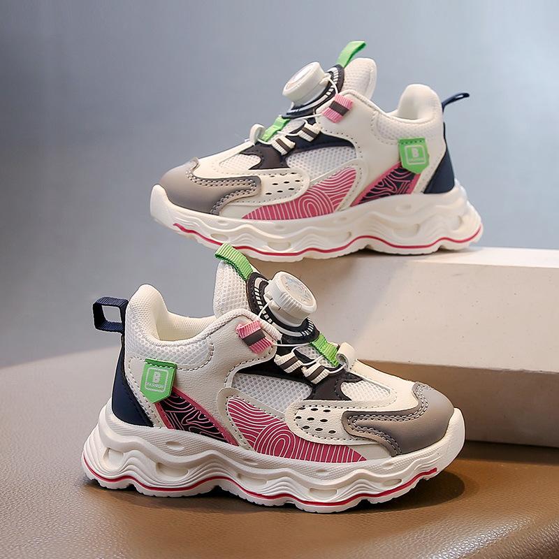 

Girls new sports shoes 2025 spring and autumn rotating button children s running shoes breathable mesh boys dad shoes tide 26-31 yards, 6 pairs in one hand розовый