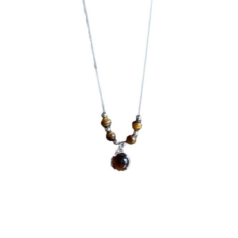 Tiger-eye Stone Necklace - Luxurious, Niche, Fashionable Design, Versatile, Collar Chain, Neck Chain