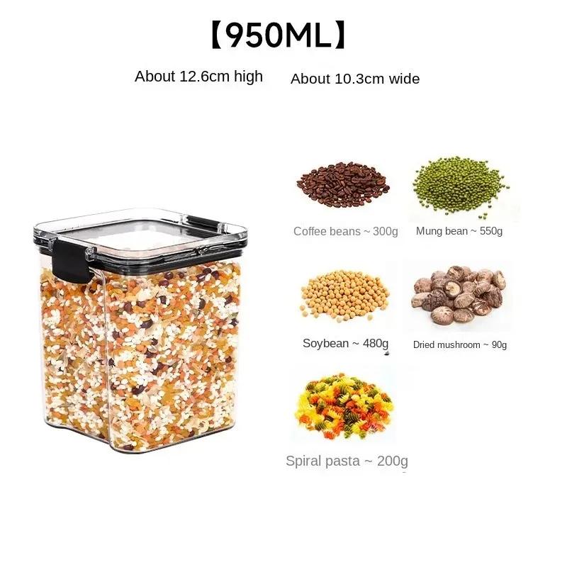 High Quality Sealed Jar Food Storage Box Transparent Plastic Kitchen Organizer Multigrain Tank Stackable Dried Sealed Storage