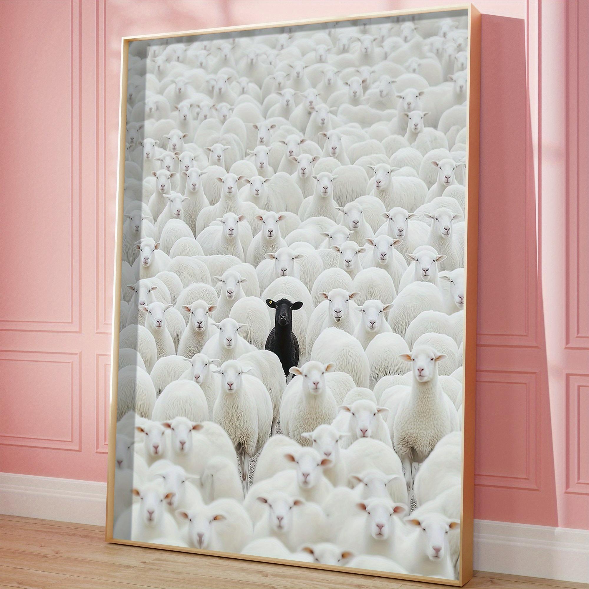 

1pc Black Sheep Canvas Poster, Art Deco Classic Retro Style, Frameless Wall Hanging Decor Print Painted Artwork, Home Decor 21X30CM No Framed