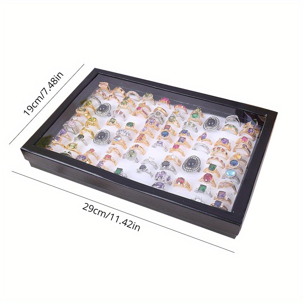 1PC 100 Slot Flocking Jewelry Holder Storage Box Ring Earrings Pendant Display Case Organizer Jewelry Organizer