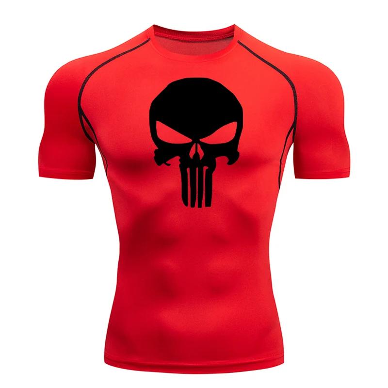 Sportswear Men's Tops T-Shirts Summer Short Sleeve Compression Shirt Fitness Top Running Skull Breathable Jogging Bodybuilding Tight