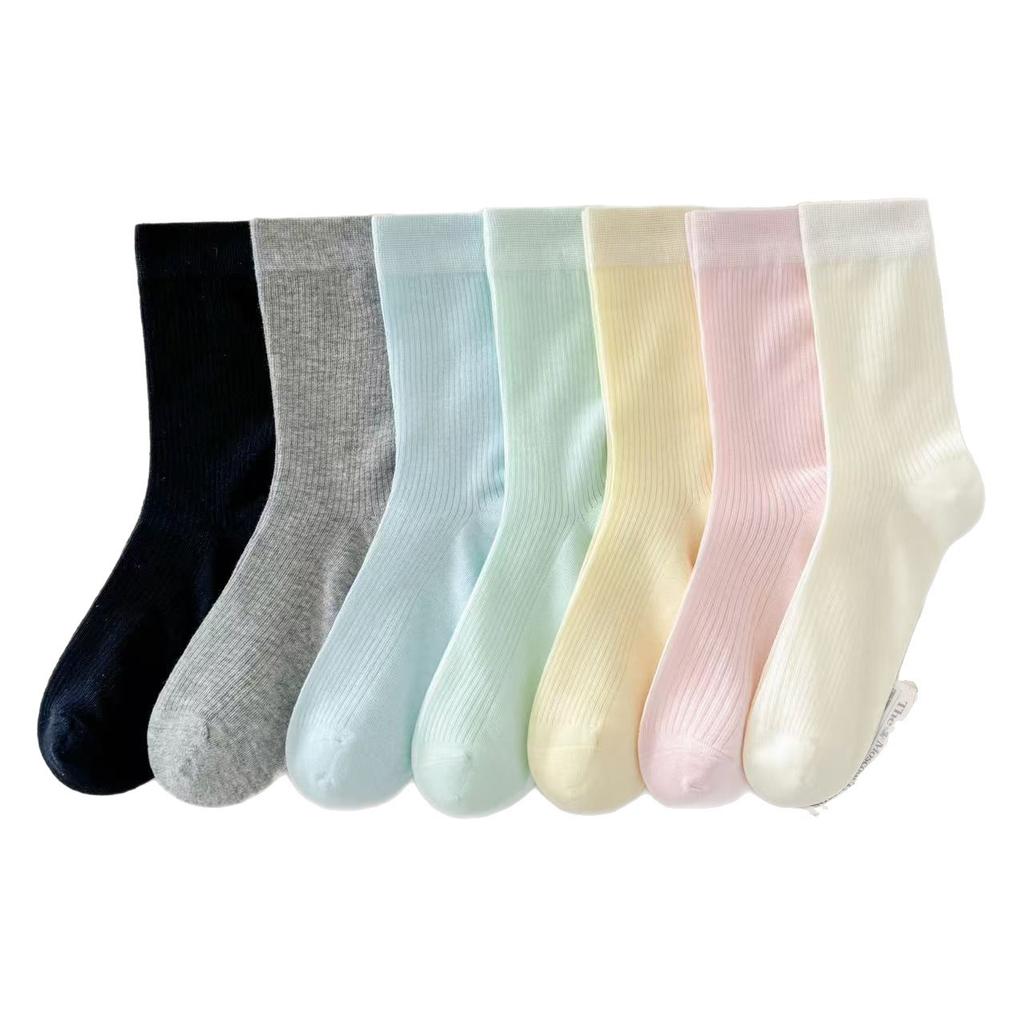 Ballet Solid Color Socks, Women's Combed Cotton Spring and Summer Boneless Thin Pile Socks, Sweet Dopamine Mid-calf Socks