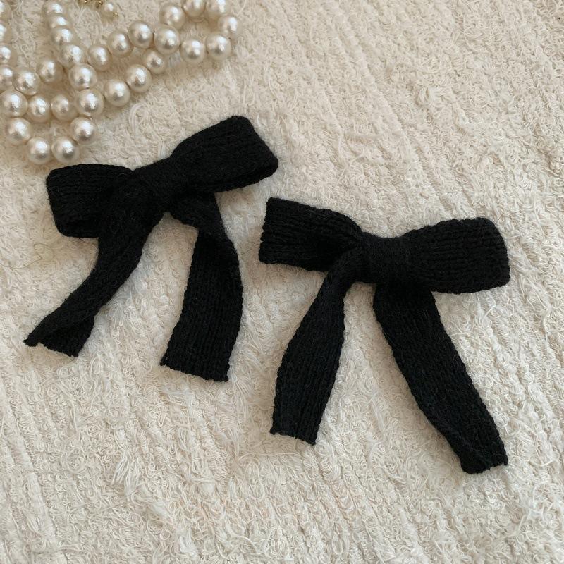 2Pcs/set Korean Winter Knit Bow Hair Clip Fashion Crochet Barrettes for Schoolgirl Cute Hair Accessories All-Match Headwear