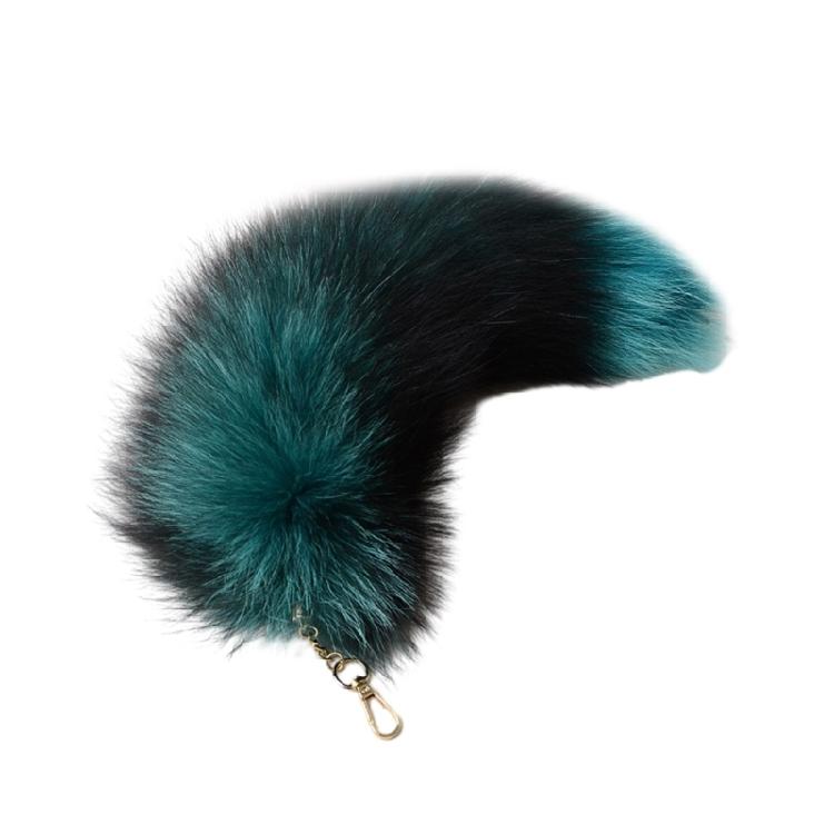 Gradient Foxes Furs Tail Pendant Keychain Keys Holder for Purse Bag Decoration