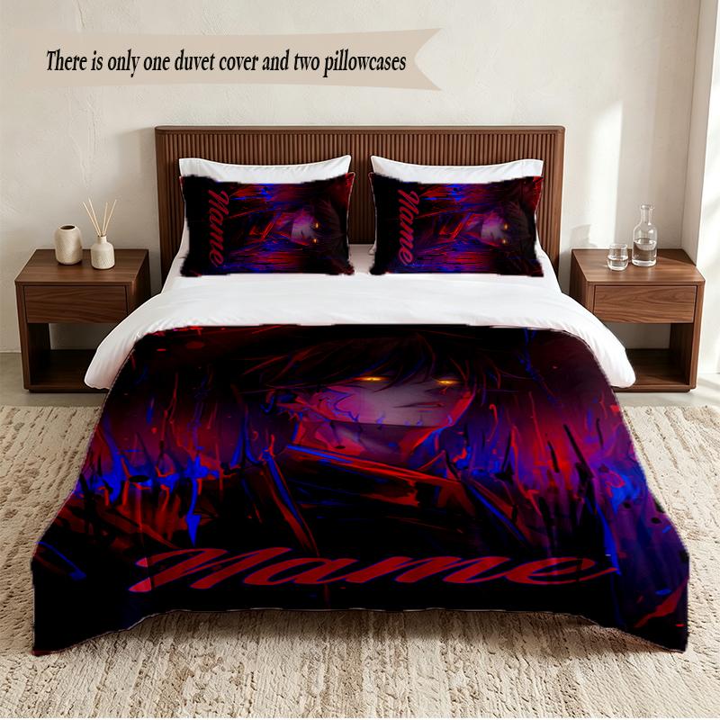 jinu Personalized Custom Name 3‑Piece Bedding Set Soft Duvet Cover Set For Bedroom Home Decor