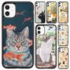 Funny Cartoon Cat Phone Case For iPhone 17 Air 16 Pro Max 15 14 Plus 12 13 Shell Cover Coque