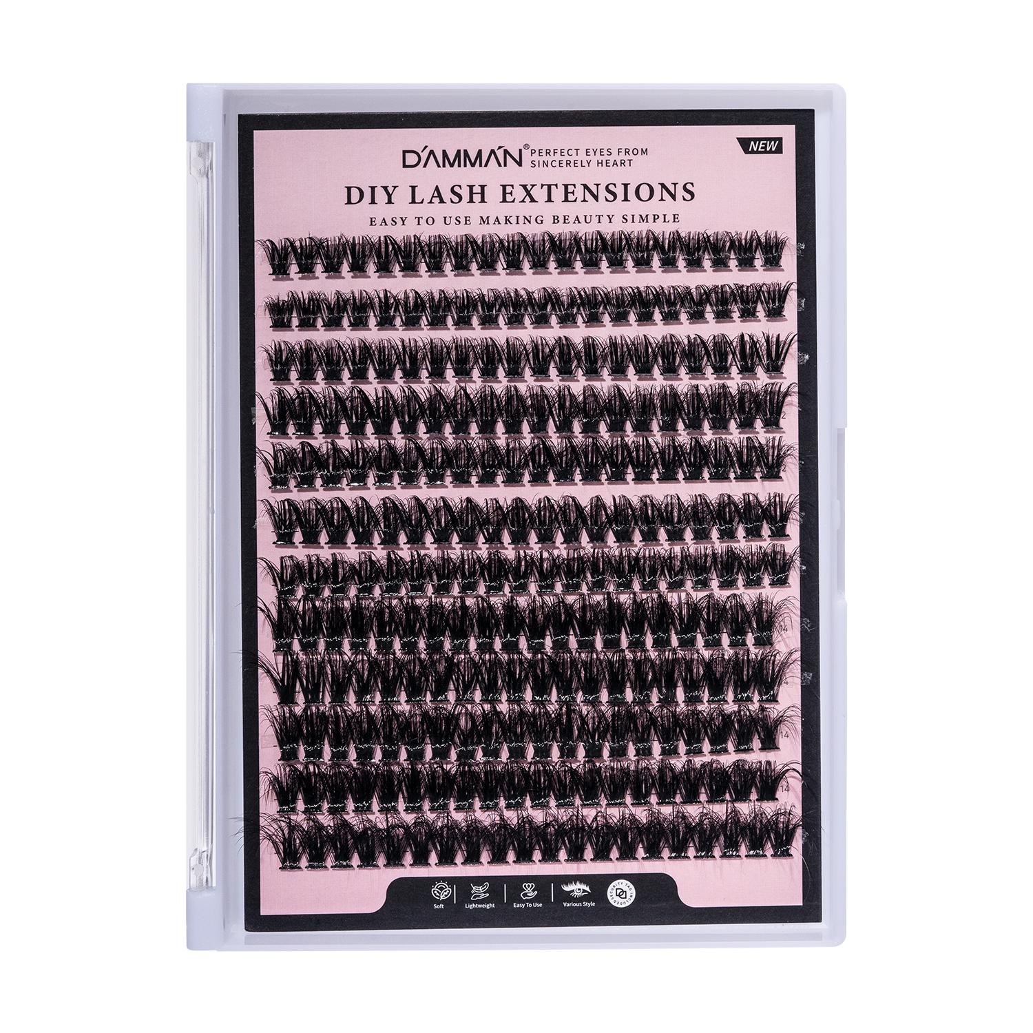 

DIY Cluster Lash Extensions 12 Rows D Curl 0.07mm Soft PBT Individual Lash Clusters Natural Volume Eyelash Extensions Kit 50