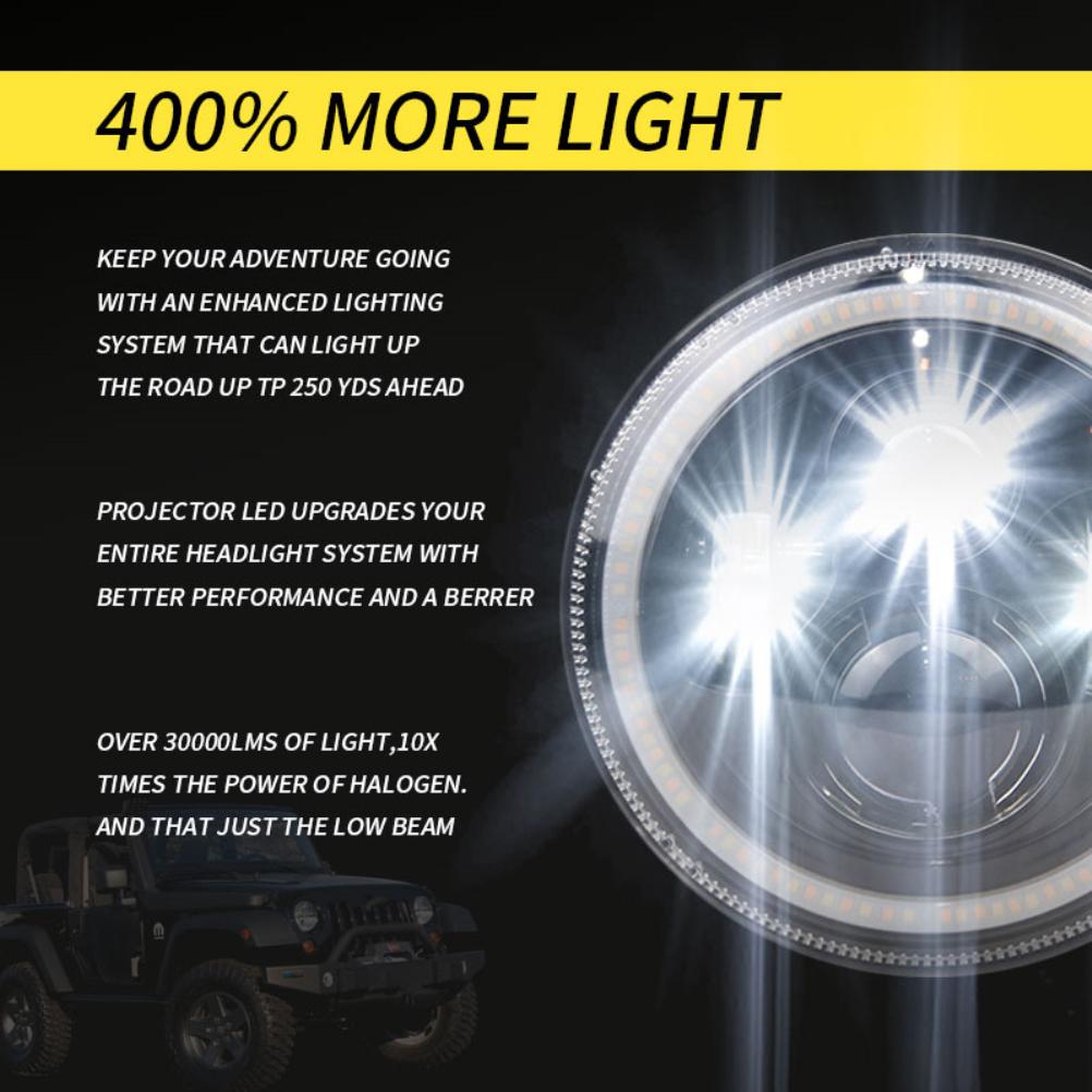 140W 7IN LED Headlight Bulb Anti Fog Waterproof Spotlight Headlight for Off Road Vehicles Motorcycles