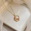 European & American Style Zirconium Petal Rotating Clavicle Necklace for Women