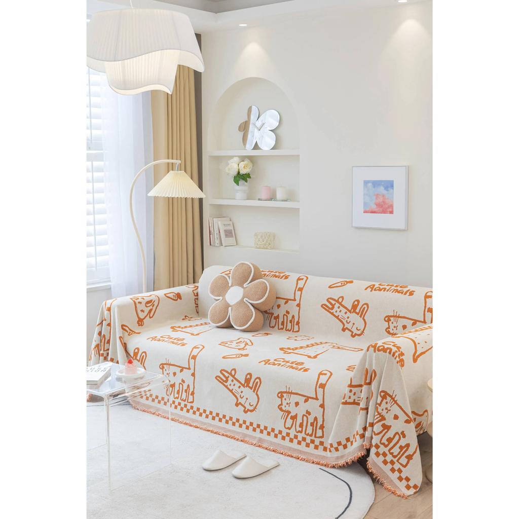 1pc Sofa Cover, Universal Sofa Slipcover For All Seasons, Non-slip Sofa Cover Blanket, Sofa Cushion Protective Cover, Suitable F