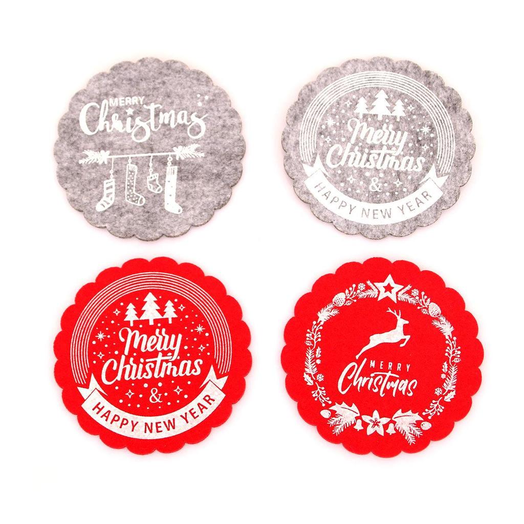 Cross-Border Felt Christmas Coaster Set: Festive Tea & Home Decor for Hotels & Restaurants