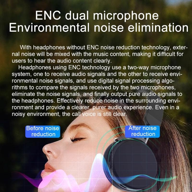 Wireless Headphone Bluetoothcompatible5.3 Earphone with Advanced Noise Cancelling Foldable Headsets  Comfortable