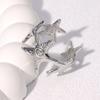 Finger Ring Universal Basic Stacking Style Adjustable Open Band Stainless Steel Texture Star Shape Finger Band Jewelry Gift