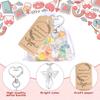 30Pcs Angel Wing Charm Keychain Decorative Key Holder with Drawstring Gauze Bag and Labels for Baby Showers Wedding