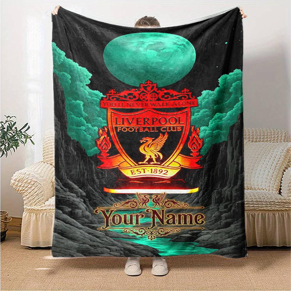 Liverpool Customize Text Blanket Throw Customizable Blanket Ultra-Soft Perfect for Livingroom Picnics Office Chair Chair Four Seasons Multipurpose