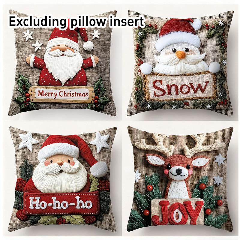 Christmas Printed Pillowcase Cartoon Santa Snowman Elk Sofa Cushion Cover Christmas Decorations New Year's Eve Decorations