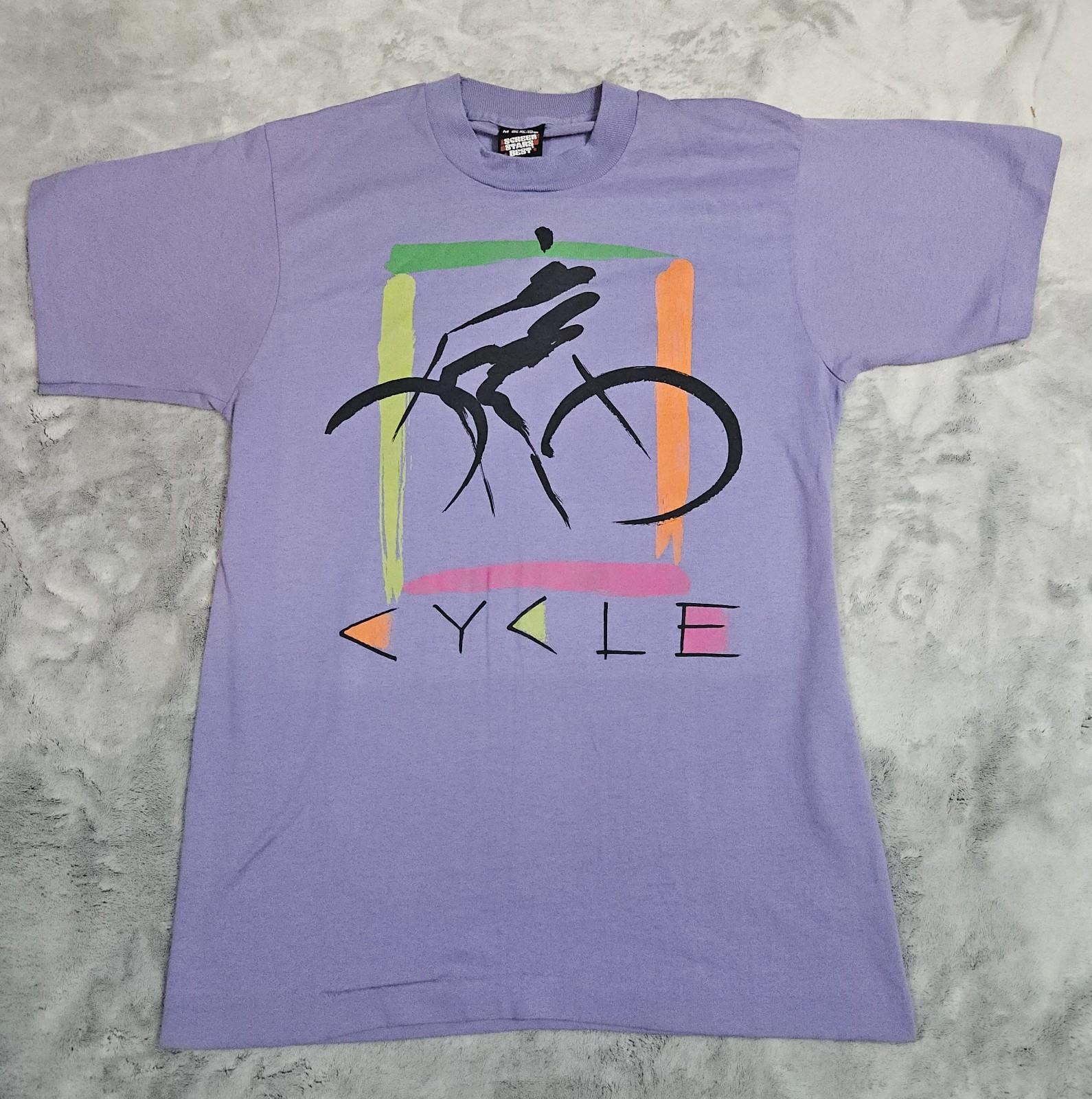 Vintage 90s Abstract Art Cycle Single Stitch Tee Shirt Men s Size M XL
