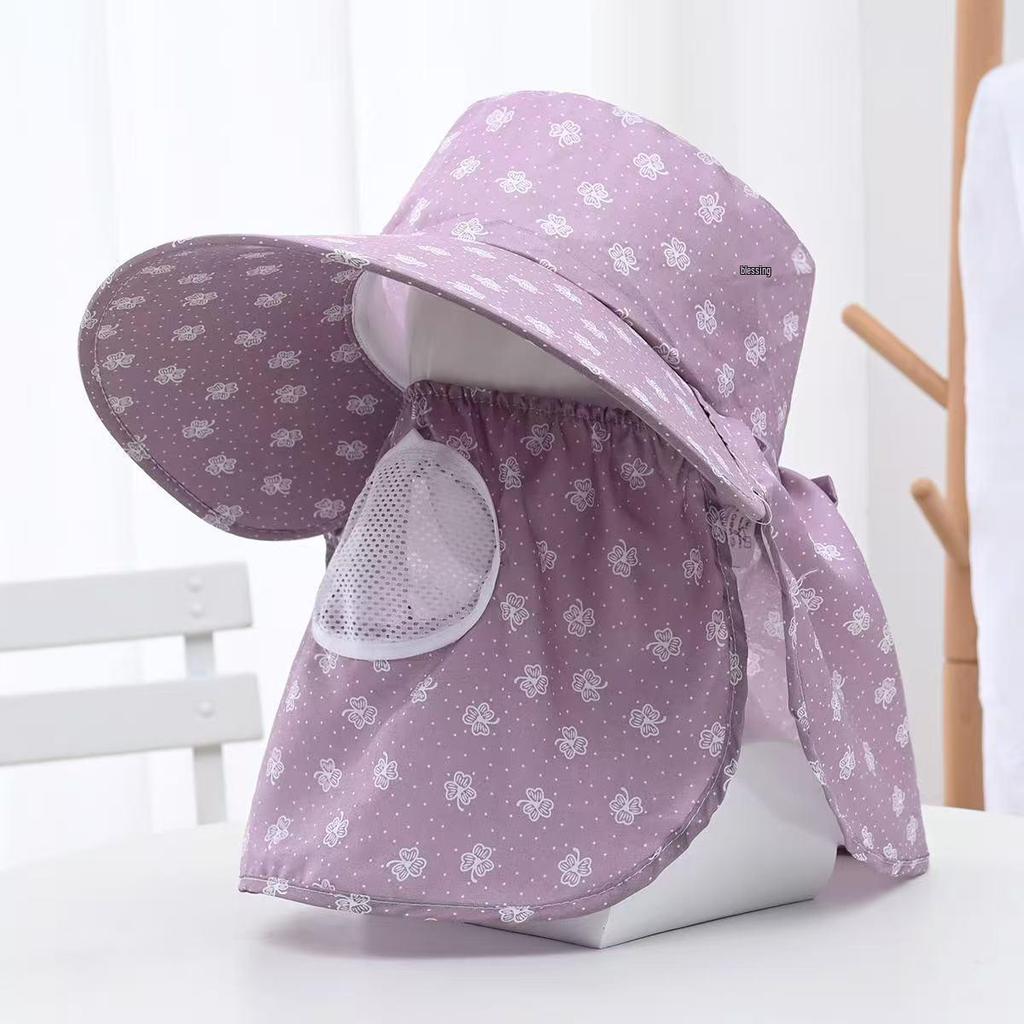 Women's Sun Protection Wide Brim Hat with Face Mask - UV Protection for Summer Activities