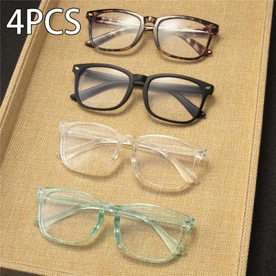 4PCS Reading Glasses Ultra-Light Reading Glasses for Men & Women - Stylish Square Frame Portable Design