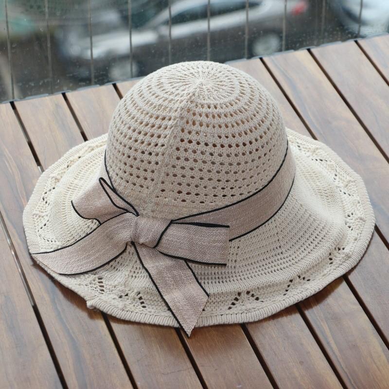 Beach Wide Brim Hat With Sun Shield And Bow Decoration For Women Outdoor Use