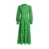 Retro Style Waist Embroidery Swing Dress Spring and Autumn Fashion Bubble Sleeve Dress Women's Medium Long Dress