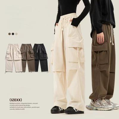 New Loose Cargo Paratrooper Wide Leg Pants Spring Fashion Brand Multi-pocket Style Pants for Men