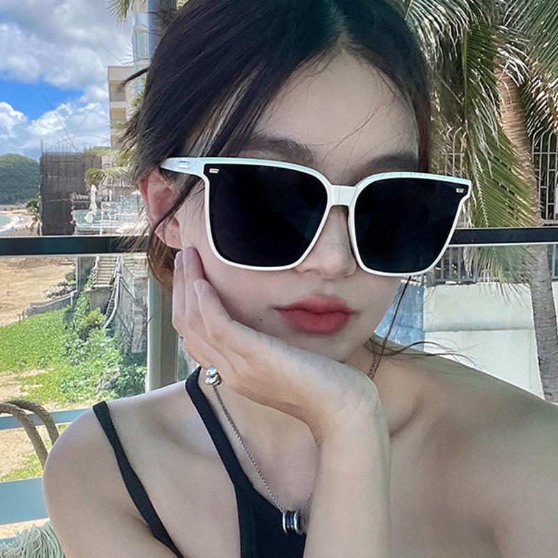 Sunglasses women's trend rice nails large frame round face thin sunglasses driving sunglasses