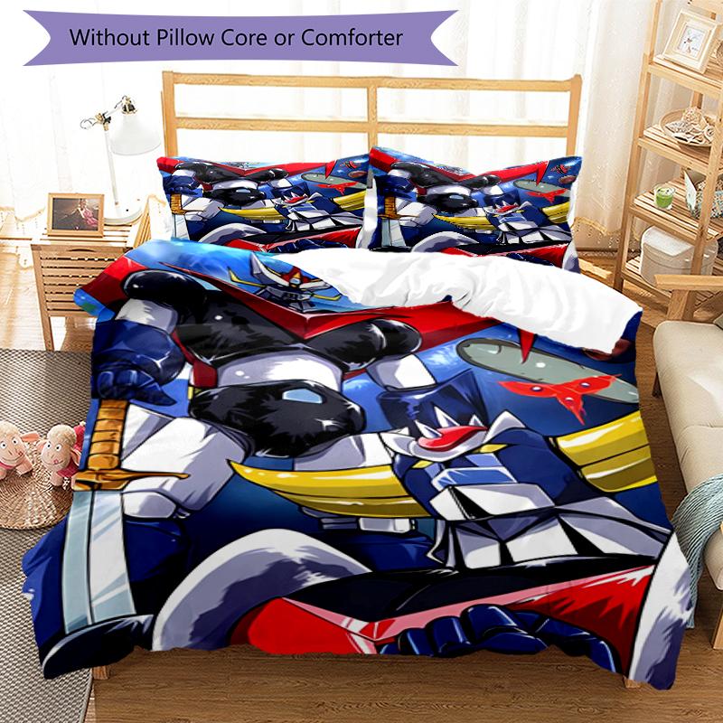 3pcs UFO Robo Grendizer pattern bedding set duvet cover set includes duvet cover &pillowcases, perfect all season bedroom decoration & gift