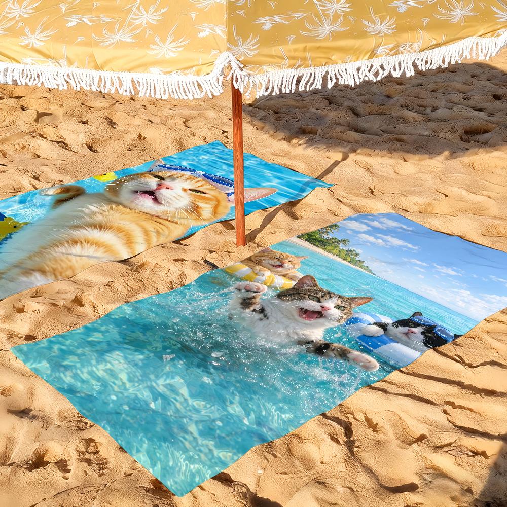 Cat Swimming Ring Towel Quick Drying Beach Towels Are Suitable For Swimming Pools Camping Yoga And The Gym