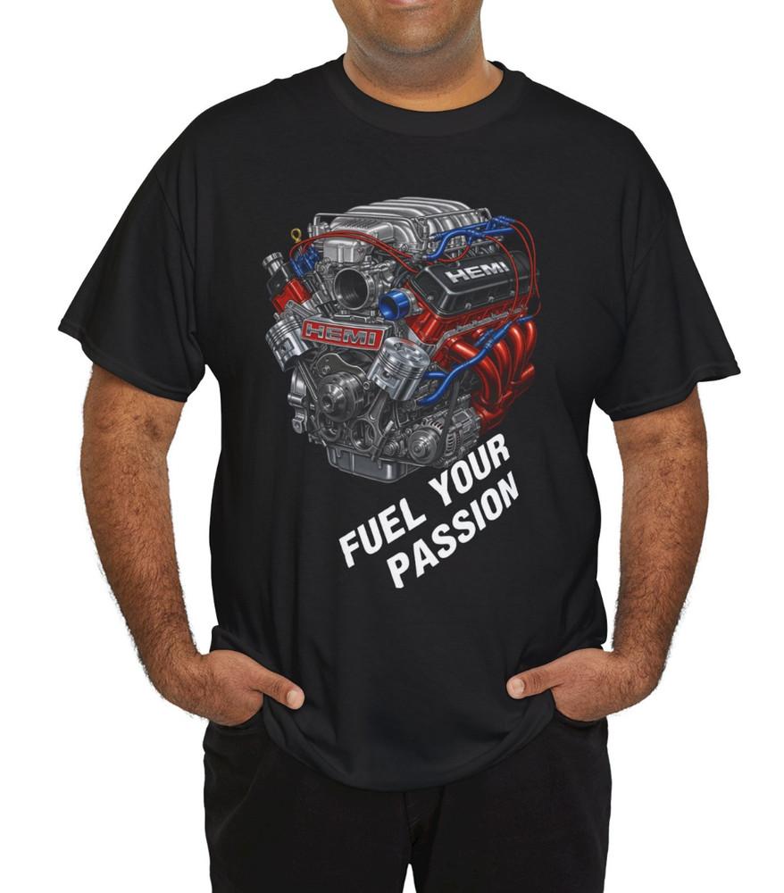 

HEMI Men T-Shirt Mopar Fuel Your Passion Engine Graphic Crew Neck Tee New XL