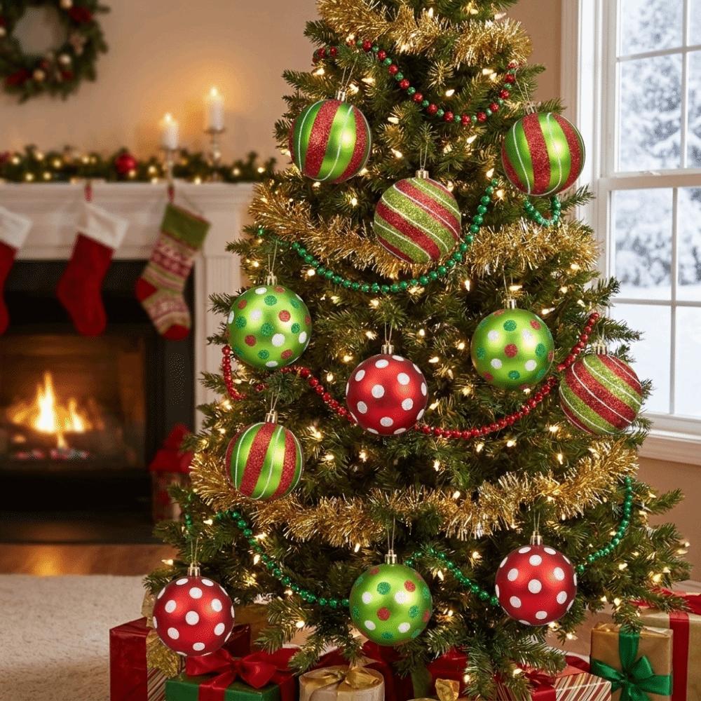 12Pcs 8 cm Christmas Decoration Pendant Sequins Xmas Tree Hanging Pendants New Year